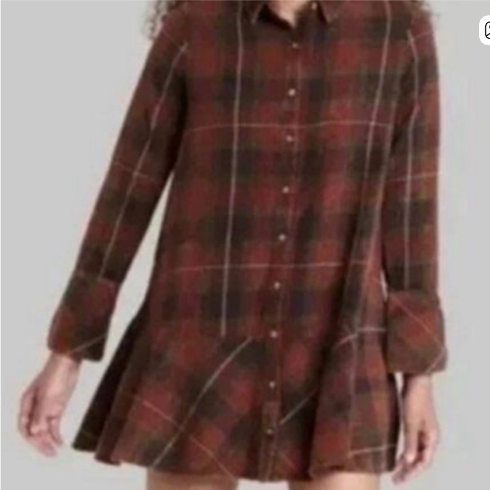 Wild Fable Red and Brown Plaid Dress